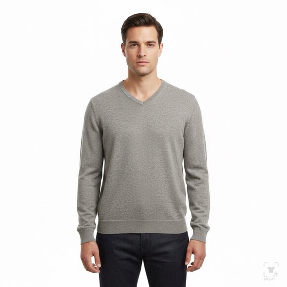 Nordstrom Mens Gray Cashmere V-Neck Sweater Soft Lightweight Excellent Size L - Picture 7 of 7